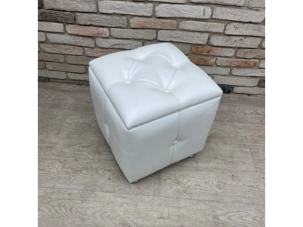40/008 пуф ЭКО белая кожа