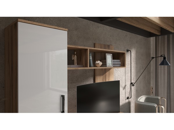 Гостиная Мини Белый Глянец, Дуб Крафт