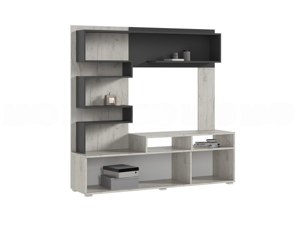 Гостиная Рица Графит, Дуб Крафт Белый/Графит