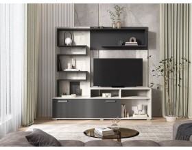 Гостиная Рица Графит, Дуб Крафт Белый/Графит