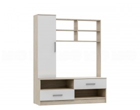 Гостиная Мартина центральная секция Белый Глянец, Дуб Сонома