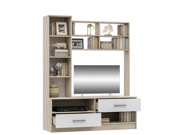 Гостиная Мартина центральная секция Белый Глянец, Дуб Сонома