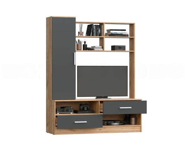 Гостиная Мартина центральная секция Графит, Дуб Крафт