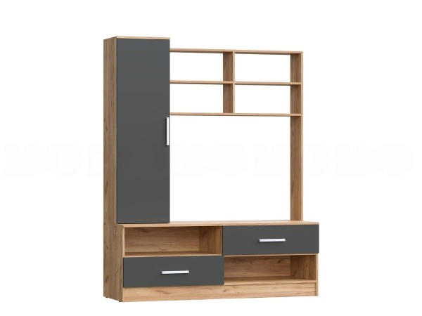 Гостиная Мартина центральная секция Графит, Дуб Крафт