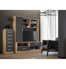 Гостиная Мартина центральная секция Графит, Дуб Крафт