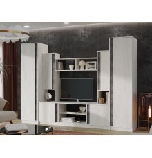 Гостиная Атлантида 5 Дуб Крафт Белый/Бетон Темный, Дуб Крафт Белый