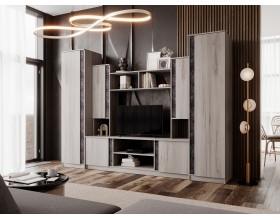 Гостиная Атлантида 5 Дуб Крафт Серый/Бетон Темный, Дуб Крафт Серый