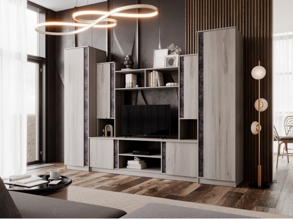 Гостиная Атлантида 5 Дуб Крафт Серый/Бетон Темный, Дуб Крафт Серый