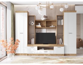 Гостиная Атлантида 6 Белый Глянец, Дуб Крафт