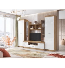 Гостиная Атлантида 6 Белый Глянец, Дуб Крафт