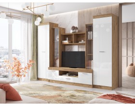 Гостиная Атлантида 6 Белый Глянец, Дуб Крафт