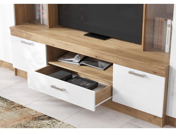 Гостиная Атлантида 6 Белый Глянец, Дуб Крафт