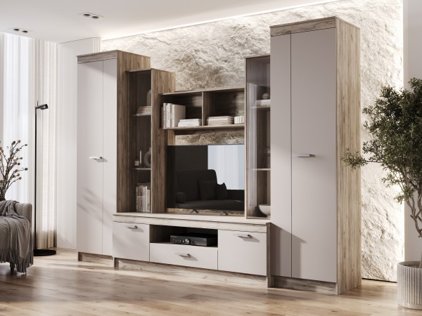 Гостиная Атлантида 6 Кашемир, Дуб Крафт Серый