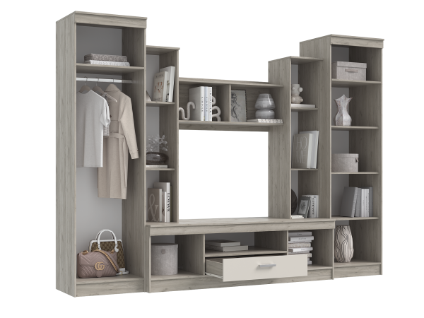 Гостиная Атлантида 6 Кашемир, Дуб Крафт Серый