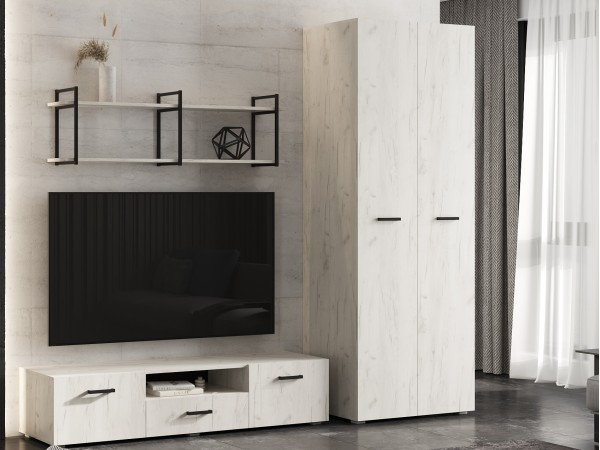 Нэнси NEW Шкаф 2-створчатый 800 Дуб Крафт Белый, Дуб Крафт Белый