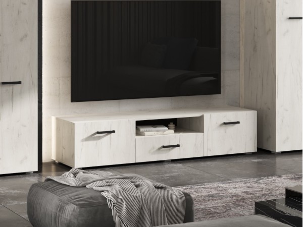 Нэнси NEW Тумба ТВ 1600 Дуб Крафт Белый, Дуб Крафт Белый