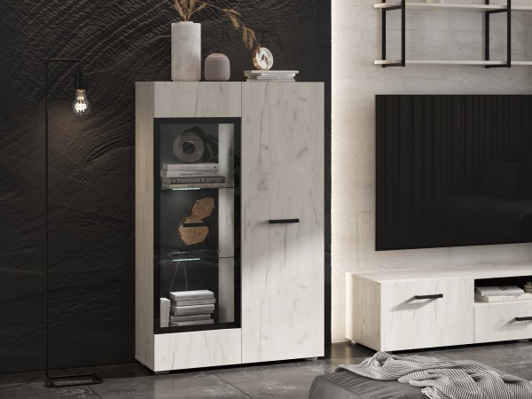 Нэнси NEW Шкаф-витрина Дуб Крафт Белый