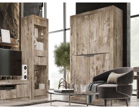 Ривьера Шкаф 2-створчатый с полками Дуб Юкон, Бетон темный