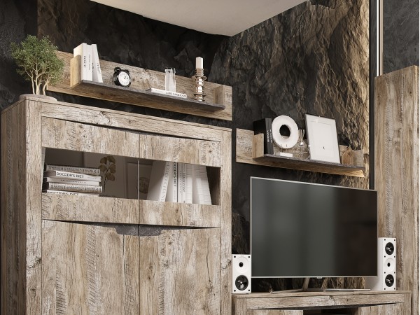 Ривьера Полка Дуб Юкон, Бетон темный