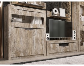 Ривьера Шкаф-витрина Дуб Юкон, Бетон темный