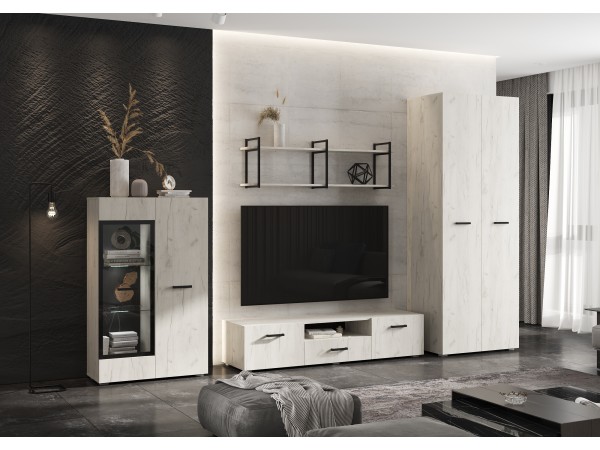 Нэнси NEW Гостиная Дуб Крафт Белый с тумбой 1600