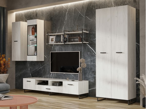 Нэнси LOFT Шкаф 2-створчатый 800 Дуб Крафт Белый, Дуб Крафт Белый