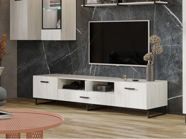 Нэнси LOFT Тумба ТВ 1600 Дуб Крафт Белый, Дуб Крафт Белый