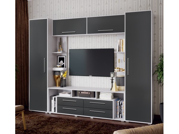 Гостиная Гармония Графит Софт NEW, Белый