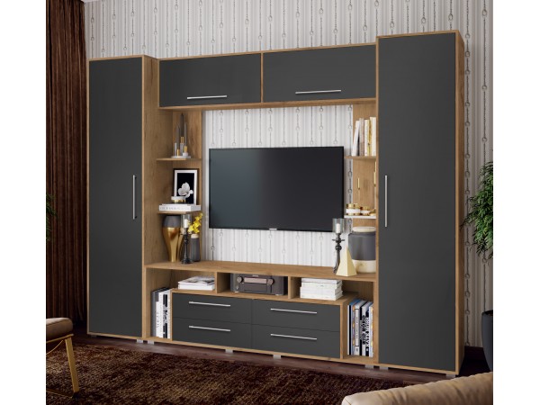 Гостиная Гармония Графит Софт NEW, Дуб Крафт