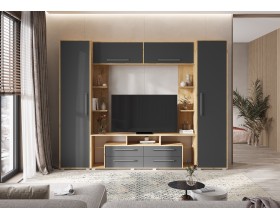 Гостиная Гармония Графит Софт NEW, Дуб Крафт