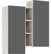 Оскар Шкаф подвесной комбинированный Графит Софт NEW, Дуб Крафт Белый