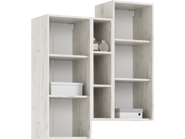 Оскар Шкаф подвесной комбинированный Графит Софт NEW, Дуб Крафт Белый