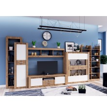 Гостиная Терра Вариант №3 Белый глянец холодный/Дуб Сонома, Дуб Сонома