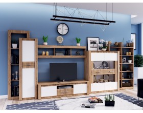 Гостиная Терра Вариант №3 Белый глянец холодный/Дуб Сонома, Дуб Сонома