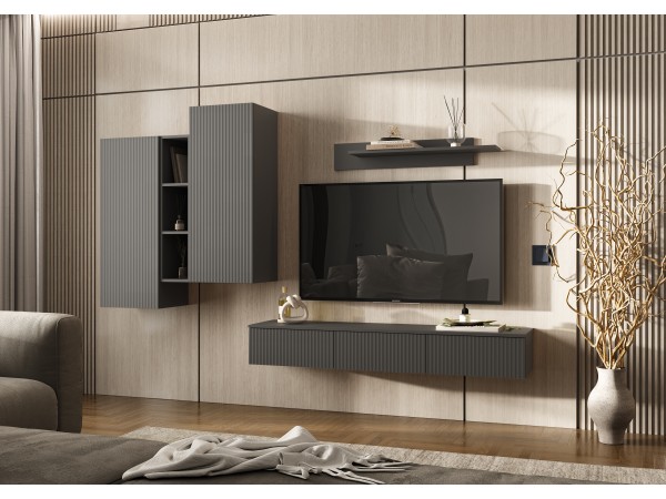 Гостиная Оскар компоновка 2 Графит Софт NEW, Графит