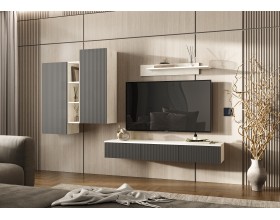 Гостиная Оскар компоновка 2 Графит Софт NEW, Дуб Крафт Белый