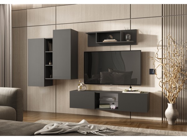 Гостиная Оскар компоновка 1 Графит Софт NEW, Графит