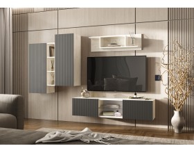 Гостиная Оскар компоновка 1 Графит Софт NEW, Дуб Крафт Белый