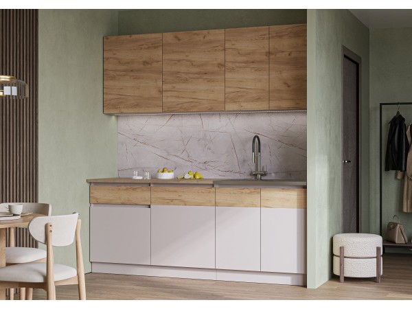 Кухонный гарнитур Айден Микс 2,0 кашемир/дуб крафт золотой