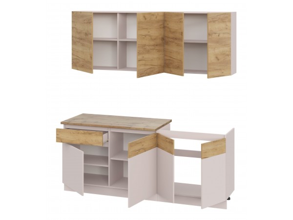 Кухонный гарнитур Айден Микс 2,0 кашемир/дуб крафт золотой