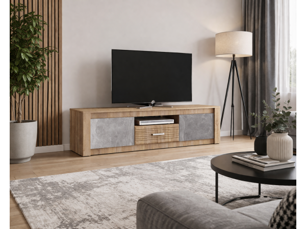 Терра Тумба ТВ Бетон темный/Дуб сонома, Сонома