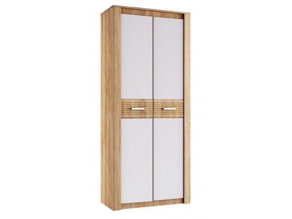 Терра Шкаф 2-дверный Белый глянец/Дуб сонома, Дуб сонома