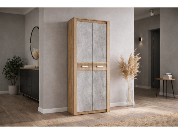 Терра Шкаф 2-дверный Бетон темный/Дуб сонома, Сонома