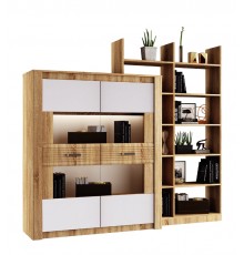 Терра Шкаф для посуды Белый глянец/Дуб сонома, Дуб сонома