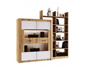 Терра Шкаф для посуды Белый глянец/Дуб сонома, Дуб сонома