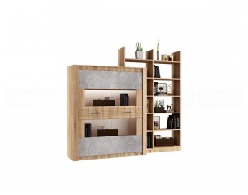 Терра Шкаф для посуды Бетон темный/Дуб сонома, Сонома