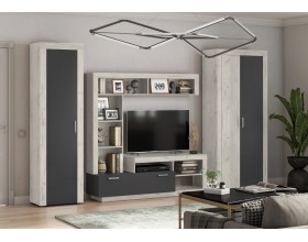 Ангара Центральная секция Графит, Дуб Крафт Белый