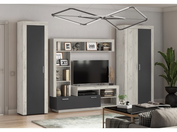 Ангара Центральная секция Графит, Дуб Крафт Белый