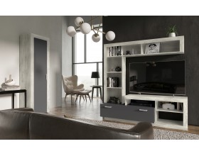 Ангара Центральная секция Графит, Дуб Крафт Белый