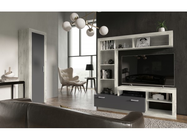 Ангара Центральная секция Графит, Дуб Крафт Белый